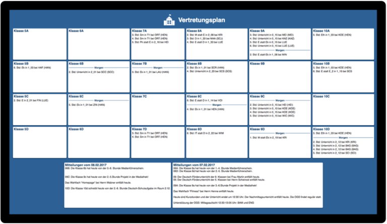 Übersichtlicher Vertretungsplan-Bildschirm - DieSchulApp