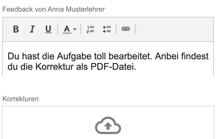 Nach der Abgabe können Lehrer einfach und digital Feedback geben