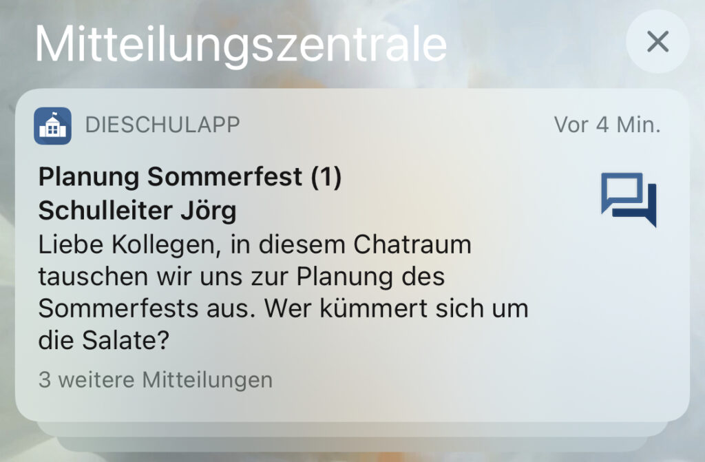 Pushnachrichten in DieSchulApp aus dem Schulmessenger