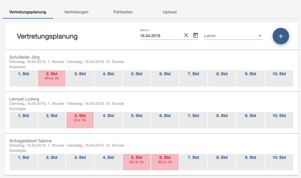 Lehrerabsenzen online eintragen