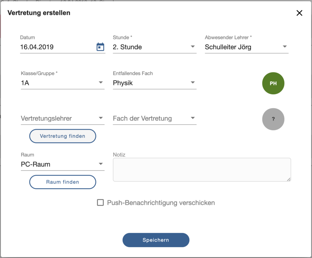 Vertretungen online planen